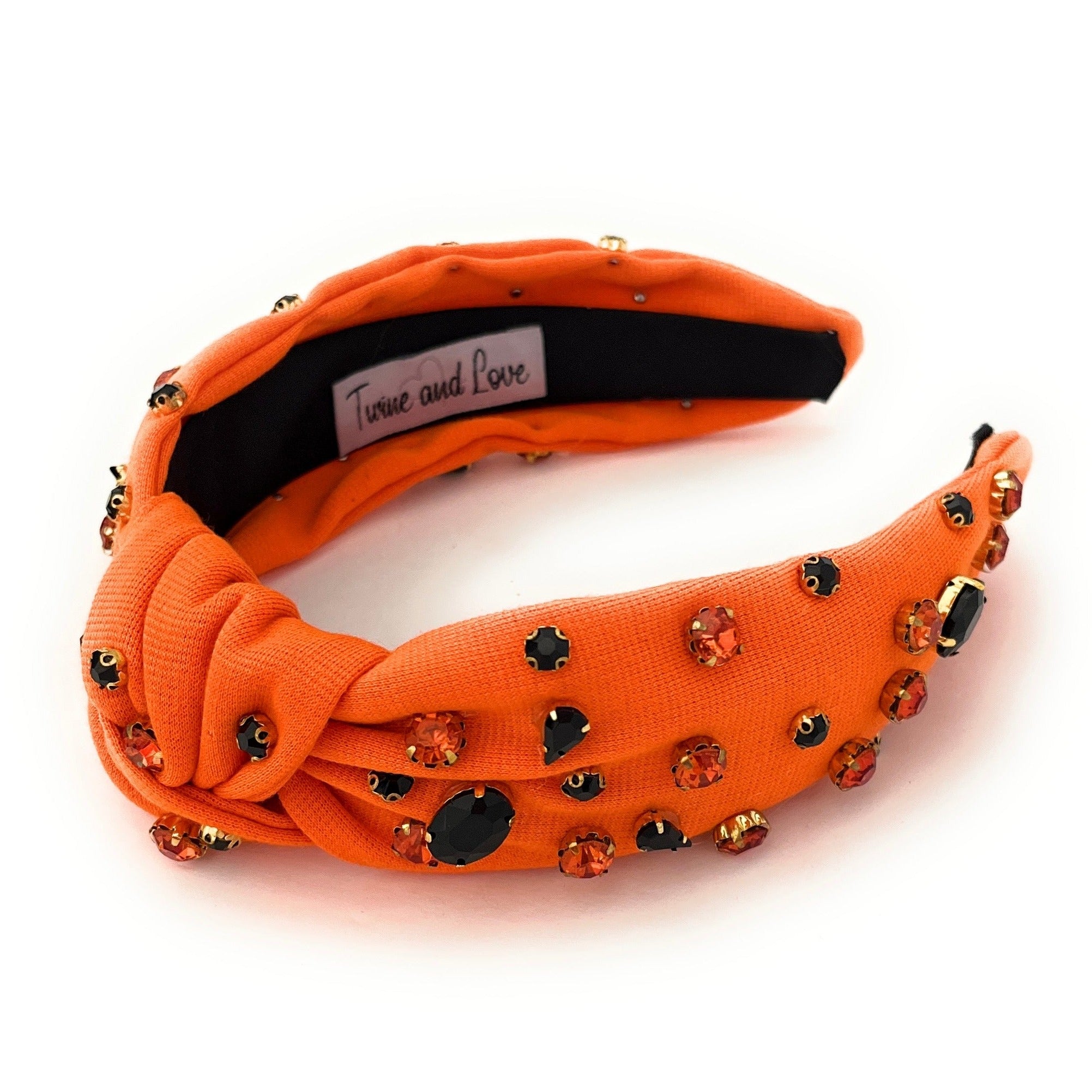 Orange Jeweled Knotted Headband, Hair Accessories, Top Knot Headband