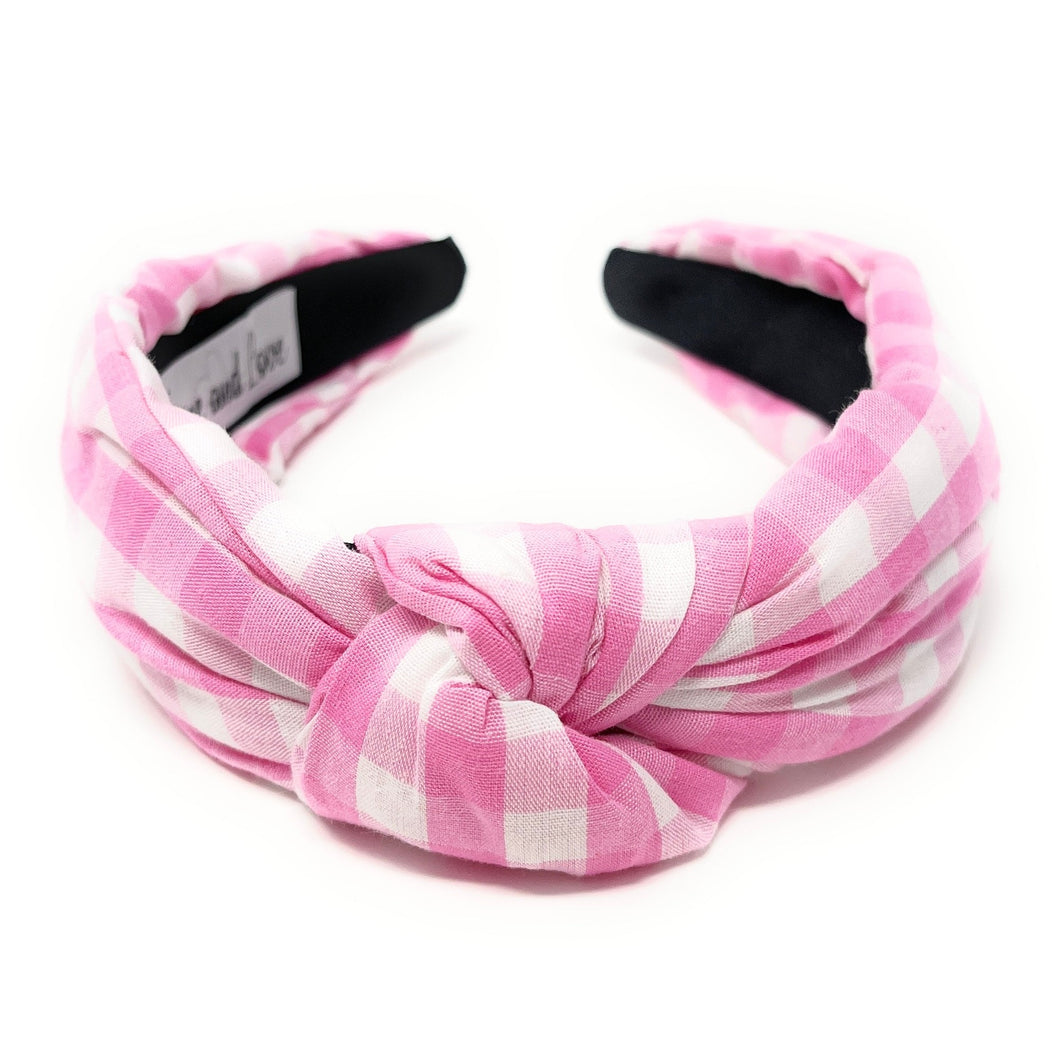 headbands for women, Wide headband, handmade headbands, top knotted headband, knotted headband, hair band for women, embellished headband, gingham headband, gingham headband for women, luxury headband, jeweled headband for women, knotted jeweled headband, bling headband, embellished knot headband, luxury knot headband, gingham print headbands, pink gingham headband, spring hair accessories, easter headbands, spring headbands, Gingham jeweled headband, embellished headband, best selling items