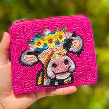 Load image into Gallery viewer, Coin Purse Pouch, Beaded Coin Purse, bead Coin Purse, Beaded Purse, Summer Coin Purse, Best Friend Gift, Pouches, Boho bags, Wallets for her, beaded coin purse, boho gifts for her, cute pouch, boho pouch, boho accessories, best friend gifts, coin purse, cow coin pouch, money coin pouch, girlfriend gift, miscellaneous gifts, best seller, best selling items, bachelorette gifts, birthday gifts, preppy beaded wallet, party favors, pink coin purse, Cow beaded coin pouch, wallets for girls, cow lovers gifts