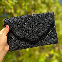 Load image into Gallery viewer, beaded clutch purse, beaded bag, birthday gift for her, evening clutches, seed bead purse, beaded bag, seed bead clutch, engagement gift, bridal gift to bride, bridal gift, gifts to bride, wedding gift, bride gifts, crossbody purse, bride to be gift, engagement gift, bachelorette gifts, best friend gift, best selling items, bride to be gift, bridal gifts for bride, party bag, boho clutch, best friend gift, bridesmaid gift, bachelorette gift, gold beaded clutch purse, Black beaded clutch 