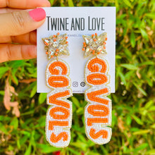 Load image into Gallery viewer, Football Earrings, GameDay Earrings, College Football Earrings, Team Earrings, GameDay Outfit, go dawgs earrings, earrings for women, summer earrings, game day earrings, team game, college team earrings, game day outfit, football earrings, college gifts, vols earrings, team earrings, college team gifts, Go vols bead earrings, team beaded earrings, college earrings, gameday outfit, Tennessee beaded earrings, Beaded Tennessee Vols earrings, tennessee college gifts, vols orange beaded earrings
