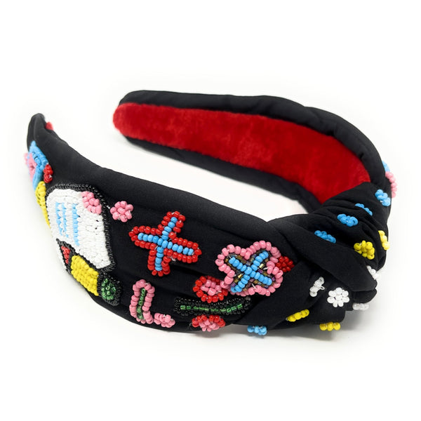 Black Beaded Knot Headband, Beaded Teacher Headband  display picture 2