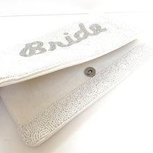 Load image into Gallery viewer, Bride clutch purse, gift for bride, seed beaded clutch purse, bridal purse clutch, white beaded wedding clutch, bride gifts, bridal gifts, engagement gifts, bridal shower gifts, bridesmaid gifts, bride to be gift, gift for her, bride gift, wedding gift, bridal gift, bridal purse clutch, wedding bag, wedding purse for bride, bride bag, wedding bridal clutch, wedding white bag, gifts for the bride, best engagement gift, best bridesmaid gift, bridal clutch, crossbody, gifts for her, handbag, wedding