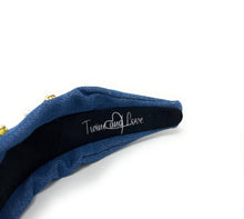 Load image into Gallery viewer, Hand Embellished Denim Knotted Headband