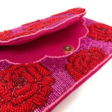 Load image into Gallery viewer, Roses beaded clutch purse, floral beaded bag, birthday gift for her, summer clutch, seed bead purse, beaded bag, floral hand bang, beaded bag, seed bead clutch, summer bag, birthday gift for her, clutch bag, seed bead purse, engagement gift, bridal gift to bride, bridal gift, roses purse, gifts to bride, gifts for bride, wedding gift, bride gifts, Floral beaded crossbody bag, floral crossbody bag, roses clutch, rose clutch purse, Roses Cross body bag 