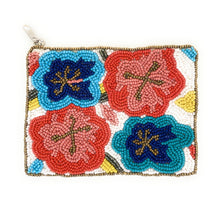 Load image into Gallery viewer, Coin Purse Pouch, Beaded Coin Purse, Cute Coin Purse, Beaded Purse, Summer Coin Purse, Best Friend Gift, Pouches, Boho bags, Wallets for her, beaded coin purse, boho purse, gifs for her, birthday gifts, cute pouches, pouches for women, boho pouch, boho accessories, best friend gifts, coin purse, coin pouch, HAPPY pouch, happy seed bead coin purse, friends gifts, Cash money pouch, Floral coin purse, gift card pouch, gift card bag, gift card gifts, gift card holder