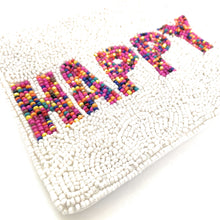 Load image into Gallery viewer, Coin Purse Pouch, Beaded Coin Purse, Cute Coin Purse, Beaded Purse, Summer Coin Purse, Best Friend Gift, Pouches, Boho bags, Wallets for her, beaded coin purse, boho purse, gifs for her, birthday gifts, cute pouches, pouches for women, boho pouch, boho accessories, best friend gifts, coin purse, coin pouch, HAPPY pouch, happy seed bead coin purse, friends gifts