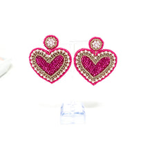 Load image into Gallery viewer, Heart Pearl Beaded Earrings