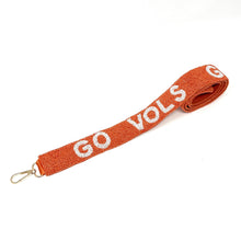 Load image into Gallery viewer, Beaded Purse Strap, Crossbody Purse Strap, GameDay Purse Strap, Beaded Bag Strap, College Game Day Strap, Go Vols, War Eagle, Vols team, beaded purse strap, beaded strap, guitar strap, beaded guitar strap, bag strap, best friend gift, crossbody strap, camera strap, handbag strap, college game day gift, college team strap, college game strap, University of Tennessee, college game day gifts, college football straps, Go Vols strap, Go Vols beaded strap, Go Vols college football