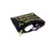 Load image into Gallery viewer, Gold Black Beaded Coin Purse