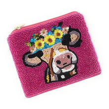 Load image into Gallery viewer, Coin Purse Pouch, Beaded Coin Purse, bead Coin Purse, Beaded Purse, Summer Coin Purse, Best Friend Gift, Pouches, Boho bags, Wallets for her, beaded coin purse, boho gifts for her, cute pouch, boho pouch, boho accessories, best friend gifts, coin purse, cow coin pouch, money coin pouch, girlfriend gift, miscellaneous gifts, best seller, best selling items, bachelorette gifts, birthday gifts, preppy beaded wallet, party favors, pink coin purse, Cow beaded coin pouch, wallets for girls, cow lovers gifts