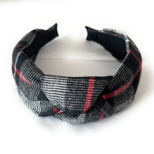 Load image into Gallery viewer, HOLIDAY Knotted Headband, Plaid Knot Headband, Plaid Print Headbands for Women, Tartan Plaid Knotted Headband, Holiday Hair Accessories,Christmas Headband, Holiday Headbands, Plaid Knot Headband, Plaid Print Headbands for Women and Girls, Plaid Knotted Headband, headband for woman, fashion headbands, womens headband, headbands for women, stylish headbands, top knot headband, top knotted headband, knotted headband, red top knotted headband, best selling items, Holiday Lane Plaid headband