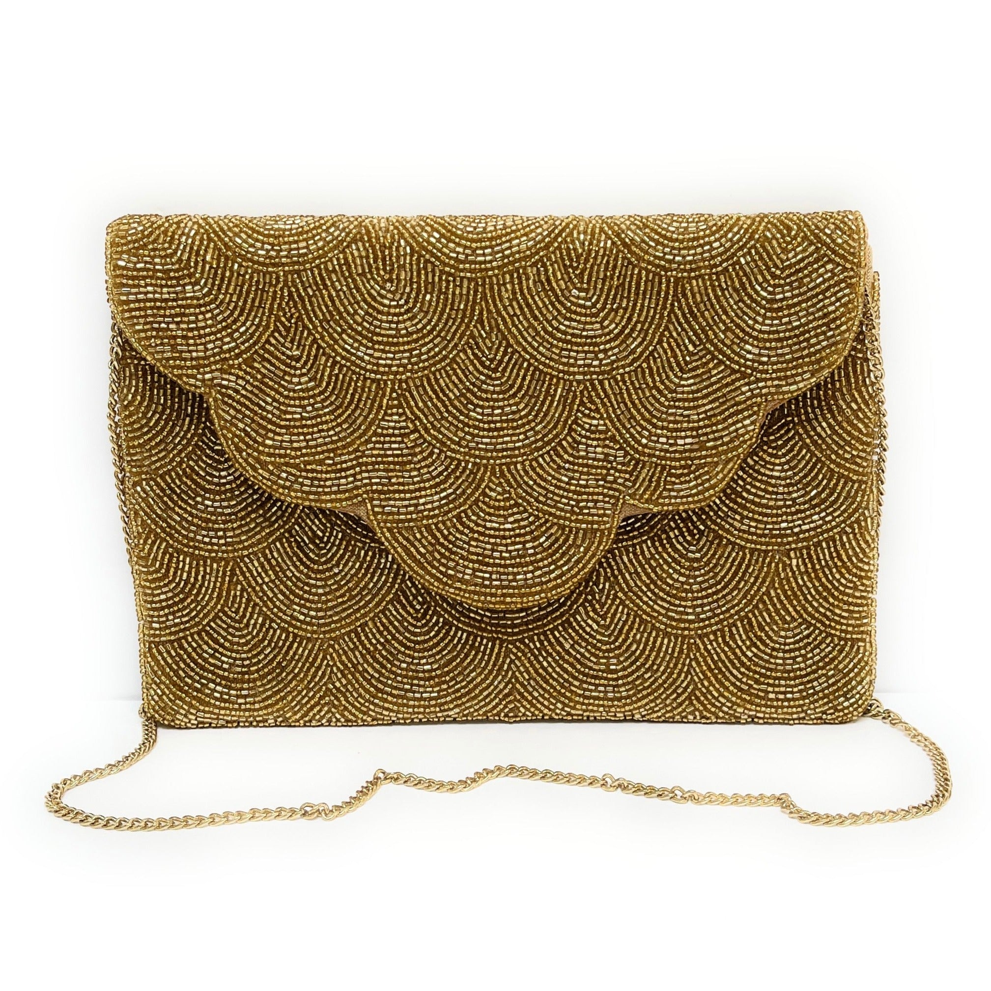 Gold Potli Bag | Gold Beaded Studded Sequin Clutch | Party Clutch Sling |  Wedding Purse in Gold | Handmade, Embellished Lotus Potli – Kaash