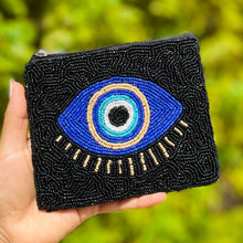 Load image into Gallery viewer, Coin Purse Pouch, Beaded Coin Purse, bead Coin Purse, Beaded Purse, Summer Coin Purse, Best Friend Gift, Boho bags, Wallets for her, beaded coin purse, boho gifts, boho pouch, boho accessories, best friend gifts, coin purse, evil eye coin pouch, money coin pouch, evil eye gifts, miscellaneous gifts, best seller, best selling items, bachelorette gifts, birthday gifts, preppy beaded wallet, party favors, evil eye beaded coin purse, evil eye beaded coin pouch, wallets for girls, evil eye wallet, evil eye bag