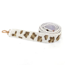 Load image into Gallery viewer, Beaded Purse Strap, Guitar Strap, Crossbody Purse Straps, Crossbody Strap, Fun Guitar Straps, Purse Straps, Beaded Straps, Leopard Strap, beaded purse strap, beaded strap, guitar strap, beaded guitar strap, bag strap, straps for handbag, straps for guitar, guitar fan gifts, birthday gift for her, best selling items, best friend gift, crossbody strap, crossbody purse, camera strap, beaded strap, purse beaded strap, leopard strap, leopard guitar strap , white leopard strap 