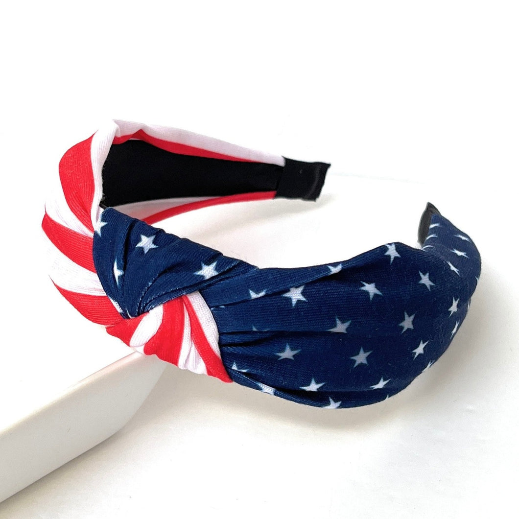 Americana Jeweled Headband, Patriotic Knotted Headband, Star Knotted Headband, Americana Hair Accessories, Red White Headband, Best Seller, headbands for women, best selling items, knotted headband, hairbands for women, hair accessories, Independence day gifts, Independence day Headband, Memorial day hair accessories, American Knot headband, USA flag headband, Fourth of July headband, Fourth of July gifts, red white headband, star knot headband, USA Knotted Headband