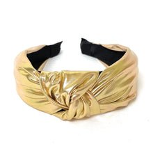 Load image into Gallery viewer, Shimmer Headband for Women and Girls Headbands, Holiday Hair Accessories, Top Knot Headbands,Metallic Knotted Headband, Rainbow Knot Headband, Pride Headband, Rainbow Shimmer Knotted Headband, Shimmer Headbands, Metallic Headband, Gold headband, Gold knotted headband, Silver knotted headband, Pink metallic headband, Pink knotted headband, Pink Shimmer headband, Gold Shimmer Headband, Silver Shimmer headband, metallic knot headband, Gold Silver Headband