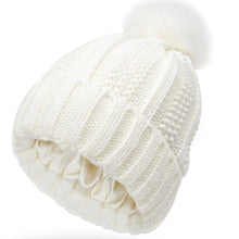Load image into Gallery viewer, Satin Lined Winter Hat, Knit Beanie Hat, Knit Hats for Women, Knitted Beanie, Slouchy Beanie, Winter Knit Beanie, Satin Lined Knit Beanie, Satin lined beanie, satin knit beanie, satin lined hat, winter ski hat, winter ski beanie, winter hat for women, beanies for winter, slouchy beanies, knitted beanies, knit beanie hat, knitted hats, knitted gifts, winter hats, best selling items, best seller, best seller winter accessories, winter hair accessories