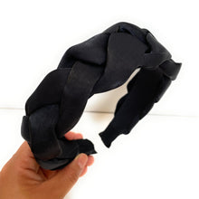 Load image into Gallery viewer, headband for women, fashion headbands, womens headband, headbands for women, stylish headbands, headband style, top knot headband, woven top knot headband, head band, hair band, trendy headbands, top knotted headband, spring headband, summer headbands, handmade headbands, top knotted headband, knotted headband, head band, hair band for women, trendy headband, fashion headbands, twist headband, headband style, hair accessories, twist knotted headband, chic headband, braided headband, Satin headband