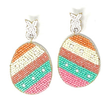 Load image into Gallery viewer, Easter Egg Beaded Earrings, Easter Egg Earrings, pastel Easter Egg Earrings, bunny Beaded Earrings, Seed Bead, Easter eggs earrings, Pastel color earrings, Cute Easter Egg beaded earrings, bunny beaded earrings, Easter rabbit beaded earrings, rabbit beaded earrings, Easter rabbit bead earrings, Rabbit bead earrings, Easter day gifts, Easter accessories, Easter jewelry accessories, Easter accessories, Easter Rabbit earrings, Easter gifts, best Selling items, Pearl Easter earrings