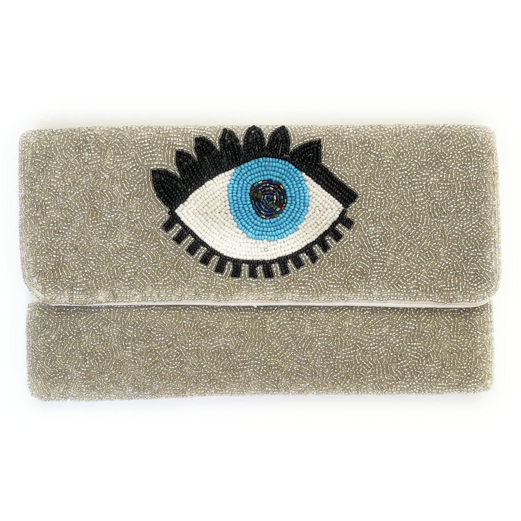 Evil Eye Beaded Clutch Purse, Silver Beaded Evil Eye Protection Symbol, Boho Clutch Bag, Party Clutch Purse, Birthday Gift, Crossbody Bag, Party bag, beaded clutch purse, seed bead clutch, evil eye purse, evil eye clutch, evil eye handbag, engagement gift, crossbody purse, best friends gifts, best selling items, crossbody bag, evil eye gifts, evening clutches, beaded clutches, crossbody clutch, best seller, best selling items