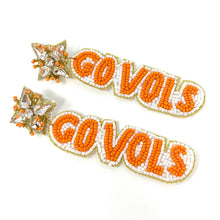 Load image into Gallery viewer, Football Earrings, GameDay Earrings, College Football Earrings, Team Earrings, GameDay Outfit, go dawgs earrings, earrings for women, summer earrings, game day earrings, team game, college team earrings, game day outfit, football earrings, college gifts, vols earrings, team earrings, college team gifts, Go vols bead earrings, team beaded earrings, college earrings, gameday outfit, Tennessee beaded earrings, Beaded Tennessee Vols earrings, tennessee college gifts, vols orange beaded earrings