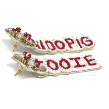 Load image into Gallery viewer, Football Earrings, GameDay Earrings, College Football Earrings, Team Earrings, GameDay Outfit, Woo Pig earrings, earrings for women, summer earrings, game day earrings, team game, college team earrings, game day outfit, football earrings, college gifts, Woo Pig Sooie earrings, team earrings, college team gifts, woo pig bead earrings, team beaded earrings, college earrings, gameday outfit, Sooie beaded earrings, Beaded woo pig earrings, woo pig college gifts, Razorbacks beaded earrings 