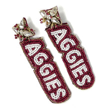 Load image into Gallery viewer, Football Earrings, GameDay Earrings, College Football Earrings, Team Earrings, GameDay Outfit, aggies earrings, earrings for women, summer earrings, game day earrings, team game, college team earrings, game day outfit, football earrings, college gifts, texas aggies earrings, team earrings, college team gifts, texas aggies bead earrings, team beaded earrings, college earrings, gameday outfit, Texas aggies beaded earrings, Beaded aggies earrings, texas college gifts, aggies beaded earrings for her