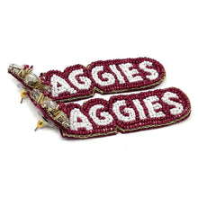 Load image into Gallery viewer, Football Earrings, GameDay Earrings, College Football Earrings, Team Earrings, GameDay Outfit, aggies earrings, earrings for women, summer earrings, game day earrings, team game, college team earrings, game day outfit, football earrings, college gifts, texas aggies earrings, team earrings, college team gifts, texas aggies bead earrings, team beaded earrings, college earrings, gameday outfit, Texas aggies beaded earrings, Beaded aggies earrings, texas college gifts, aggies beaded earrings for her