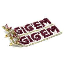 Load image into Gallery viewer, Football Earrings, GameDay Earrings, College Football Earrings, Team Earrings, GameDay Outfit, aggies earrings, earrings for women, summer earrings, game day earrings, team game, college team earrings, game day outfit, football earrings, college gifts, texas aggies earrings, team earrings, college team gifts, texas aggies bead earrings, team beaded earrings, college earrings, gameday outfit, Texas aggies beaded earrings, Beaded aggies earrings, texas college gifts, gig'em earrings, gig'em