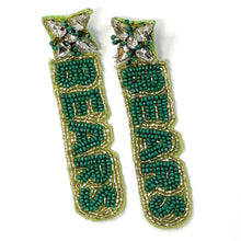 Load image into Gallery viewer, GameDay Earrings, College Football Earrings, Team Earrings, GameDay Outfit, Bears earrings, Baylor Bear earrings, Baylor Bears Beaded earrings, game day earrings, team game, Bears beaded earrings, game day outfit, football earrings, college gifts, Baylor Bears Beaded earrings, tigers earrings, college team gifts, Go Bears bead earrings, team beaded earrings, tigers beaded earrings, gameday outfit, Baylor Bear beaded earrings, Baylor University earrings, Baylor University football 
