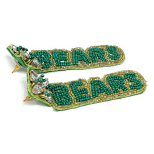 Load image into Gallery viewer, GameDay Earrings, College Football Earrings, Team Earrings, GameDay Outfit, Bears earrings, Baylor Bear earrings, Baylor Bears Beaded earrings, game day earrings, team game, Bears beaded earrings, game day outfit, football earrings, college gifts, Baylor Bears Beaded earrings, tigers earrings, college team gifts, Go Bears bead earrings, team beaded earrings, tigers beaded earrings, gameday outfit, Baylor Bear beaded earrings, Baylor University earrings, Baylor University football 