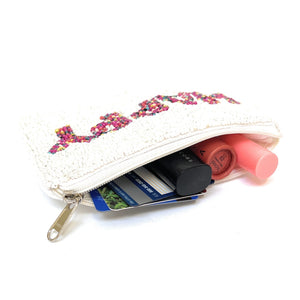 Coin Purse Pouch, Beaded Coin Purse, Cute Coin Purse, Beaded Purse, Summer Coin Purse, Best Friend Gift, Pouches, Boho bags, Wallets for her, beaded coin purse, boho purse, gifs for her, birthday gifts, cute pouches, pouches for women, boho pouch, boho accessories, best friend gifts, coin purse, coin pouch, HAPPY pouch, happy seed bead coin purse, friends gifts, gift card holder, gift card pouch, gift card holder, motivational gifts