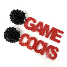 Load image into Gallery viewer, GameDay Earrings, College Football Earrings, Team Earrings, GameDay Outfit, South Carolina earrings,  Gamecocks earrings, Gamecocks Beaded earrings, game day earrings, team game, South Carolina Gamecocks beaded earrings, game day outfit, football earrings, college gifts,  Gamecock Beaded earrings, Gamecock earrings, college team gifts, Gamecocks bead earrings, team beaded earrings, South Carolina beaded earrings, gameday outfit, Gamecock beaded earrings, South Carolina University football 