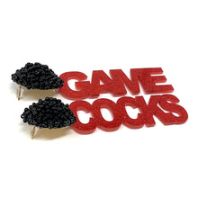 Load image into Gallery viewer, GameDay Earrings, College Football Earrings, Team Earrings, GameDay Outfit, South Carolina earrings,  Gamecocks earrings, Gamecocks Beaded earrings, game day earrings, team game, South Carolina Gamecocks beaded earrings, game day outfit, football earrings, college gifts,  Gamecock Beaded earrings, Gamecock earrings, college team gifts, Gamecocks bead earrings, team beaded earrings, South Carolina beaded earrings, gameday outfit, Gamecock beaded earrings, South Carolina University football 