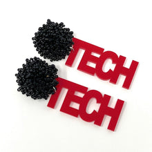 Load image into Gallery viewer, GameDay Earrings, College Football Earrings, Team Earrings, GameDay Outfit, Texas earrings,  Tech earrings, Tech Beaded earrings, game day earrings, team game, Texas Tech beaded earrings, game day outfit, football earrings, college gifts, Tech  Beaded earrings, Red Raiders earrings, college team gifts, Red Raiders bead earrings, team beaded earrings, Tech beaded earrings, gameday outfit, Red Raiders beaded earrings, Texas Tech University earrings, Tech University football 