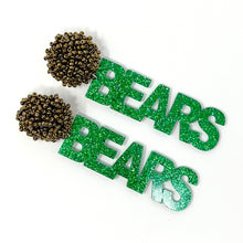 Load image into Gallery viewer, GameDay Earrings, College Football Earrings, Team Earrings, GameDay Outfit, Bears earrings, Baylor Bear earrings, Baylor Bears Beaded earrings, game day earrings, team game, Bears beaded earrings, game day outfit, football earrings, college gifts, Baylor Bears Beaded earrings, tigers earrings, college team gifts, Go Bears bead earrings, team beaded earrings, tigers beaded earrings, gameday outfit, Baylor Bear beaded earrings, Baylor University earrings, Baylor University football 