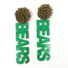 Load image into Gallery viewer, GameDay Earrings, College Football Earrings, Team Earrings, GameDay Outfit, Bears earrings, Baylor Bear earrings, Baylor Bears Beaded earrings, game day earrings, team game, Bears beaded earrings, game day outfit, football earrings, college gifts, Baylor Bears Beaded earrings, tigers earrings, college team gifts, Go Bears bead earrings, team beaded earrings, tigers beaded earrings, gameday outfit, Baylor Bear beaded earrings, Baylor University earrings, Baylor University football 