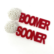 Load image into Gallery viewer, Football Earrings, GameDay Earrings, College Football Earrings, Team Earrings, GameDay Outfit, boomer sooner earrings, earrings for women, summer earrings, game day earrings, boomer earrings, team game, college team earrings, game day outfit, football earrings, college gifts, sooner earrings, team earrings, college team gifts, boomer sooner earrings, team beaded earrings, college earrings, gameday outfit, Boomer beaded earrings, Boomer earrings, Boomer college gifts, Oklahoma beaded earrings