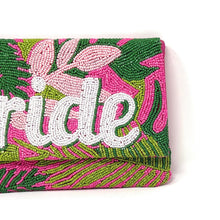 Load image into Gallery viewer, Bride clutch purse, seed beaded clutch purse, bridal purse clutch, TROPICAL beaded wedding clutch, bride gifts, bridal gifts, engagement gifts, bridal shower gifts, bridesmaid gifts, bride to be gift, bridal gifts, wedding gift, bridal gift, bridal purse clutch, wedding bag, wedding purse for bride, bride bag, tropical wedding bridal clutch, Tropical wedding bag, gifts for the bride, best engagement gift, best bridesmaid gift, tropical purse, tropical handbag , bridal shower purse, bachelorette purse 