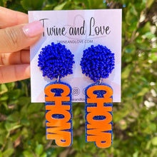 Load image into Gallery viewer, Football Earrings, GameDay Earrings, College Football Earrings, Team Earrings, GameDay Outfit, Horns Hook’em earrings, earrings for women, summer earrings, game day earrings, Gators earrings, team game, college team earrings, game day outfit, football earrings, college gifts, Florida Gators earrings, team earrings, college team gifts, Gators earrings, team beaded earrings, college earrings, gameday outfit, Gators beaded earrings, Florida Gators earrings, Gators college gifts, Florida Gators beaded earrings