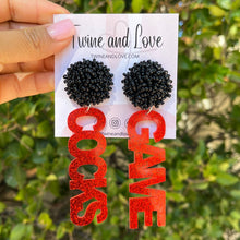 Load image into Gallery viewer, GameDay Earrings, College Football Earrings, Team Earrings, GameDay Outfit, South Carolina earrings,  Gamecocks earrings, Gamecocks Beaded earrings, game day earrings, team game, South Carolina Gamecocks beaded earrings, game day outfit, football earrings, college gifts,  Gamecock Beaded earrings, Gamecock earrings, college team gifts, Gamecocks bead earrings, team beaded earrings, South Carolina beaded earrings, gameday outfit, Gamecock beaded earrings, South Carolina University football 