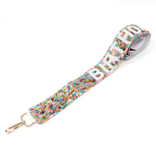 Load image into Gallery viewer, Beaded Purse Strap, Guitar Strap, Crossbody Purse Straps, Crossbody Strap, Birthday Straps, Purse Straps, Beaded Bag Straps, Happy birthday Strap, beaded purse strap, beaded strap, guitar straps, beaded guitar strap, bag strap, straps for guitar, guitar fan gifts, Sprinkle accessories, Sprinkle bag strap, best selling items, best friend gift, crossbody strap, Sprinkle crossbody purse strap, Sprinkle camera strap, beaded strap, Best seller, Shoulder Bag Strap, Confetti bag strap