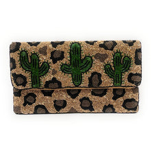 Load image into Gallery viewer, beaded clutch purse, birthday gift for her, summer clutch, seed bead purse, beaded bag, summer bag, boho purse, engagement gift, bridal gift to bride, bridal gift, wedding gift, cross body purse, bride to be gift, engagement gift, bachelorette gifts, best friend gift, Pink Desert Cactus Clutch, Succulent Southwestern Boho Beaded Crossbody Purse, Beaded Clutch Bag, Rodeo Cowgirl Handbag, Party Clutch Purse, best selling items, best seller, cactus lover, rodeo girl, cowgirl rodeo purse, Leopard cowgirl purse,