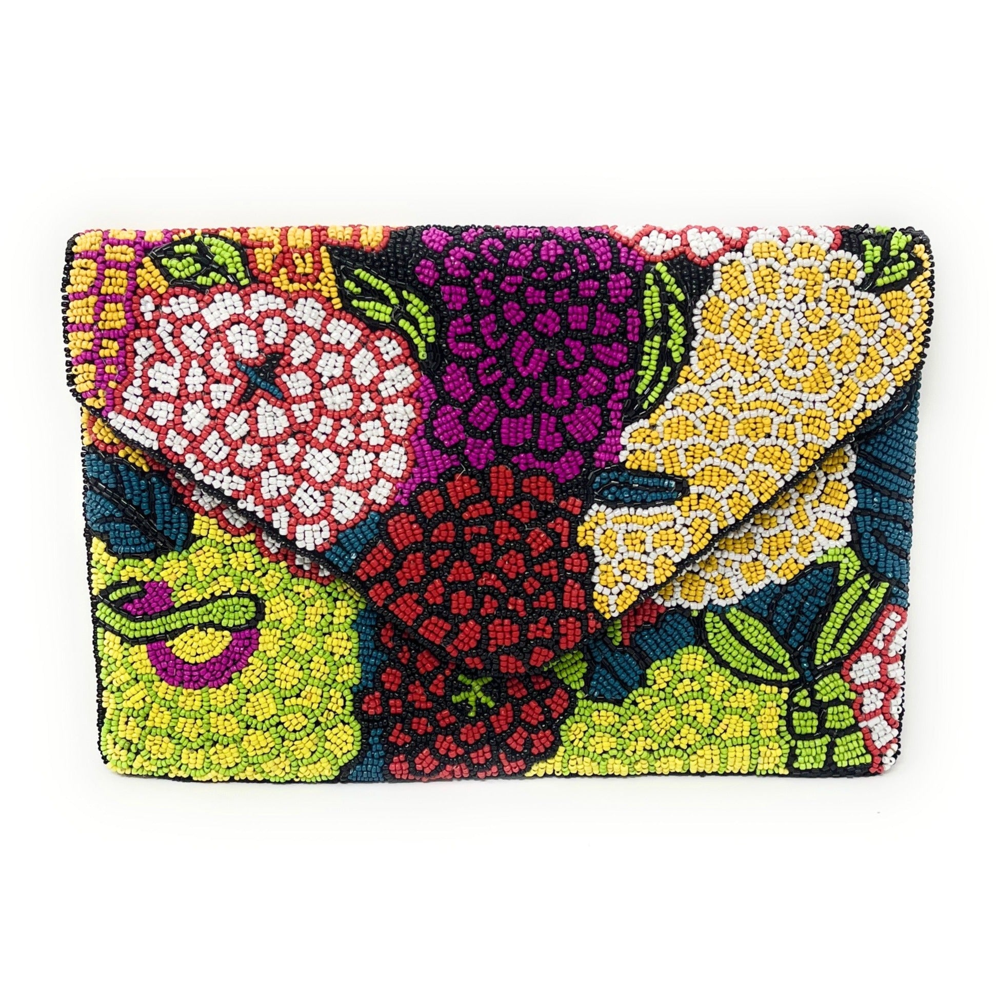 Floral Beaded Clutch, Seed Bead Clutch Bag, Evening Bags, Party Clutches