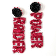 Load image into Gallery viewer, GameDay Earrings, College Football Earrings, Team Earrings, GameDay Outfit, Power Raider earrings, Texas Tech earrings, Tech earrings, game day earrings, team game, Power Raiders texas earrings, game day outfit, football earrings, college gifts, Tech Beaded earrings, Texas earrings, college team gifts, Power Raider bead earrings, Raiders team beaded earrings, Tech beaded earrings, gameday outfit, Tech beaded earrings, Texas Tech earrings, Power Raider football 