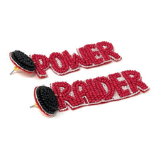 Load image into Gallery viewer, GameDay Earrings, College Football Earrings, Team Earrings, GameDay Outfit, Power Raider earrings, Texas Tech earrings, Tech earrings, game day earrings, team game, Power Raiders texas earrings, game day outfit, football earrings, college gifts, Tech Beaded earrings, Texas earrings, college team gifts, Power Raider bead earrings, Raiders team beaded earrings, Tech beaded earrings, gameday outfit, Tech beaded earrings, Texas Tech earrings, Power Raider football 