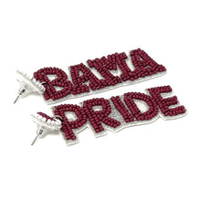 Load image into Gallery viewer, GameDay Earrings, College Football Earrings, Team Earrings, GameDay Outfit, Bama pride earrings, Bama earrings, Bama Fever earrings, game day earrings, team game, Bama Pride beaded earrings, game day outfit, football earrings, college gifts, Bama Beaded earrings, Alabama earrings, college team gifts, Bama bead earrings, Alabama team beaded earrings, Bama beaded earrings, gameday outfit, Bama Fever beaded earrings, Bama girl earrings, Bama football 