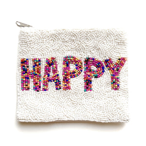 Coin Purse Pouch, Beaded Coin Purse, Cute Coin Purse, Beaded Purse, Summer Coin Purse, Best Friend Gift, Pouches, Boho bags, Wallets for her, beaded coin purse, boho purse, gifs for her, birthday gifts, cute pouches, pouches for women, boho pouch, boho accessories, best friend gifts, coin purse, coin pouch, HAPPY pouch, happy seed bead coin purse, friends gifts, gift card holder, gift card pouch, gift card holder, motivational gifts