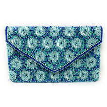Load image into Gallery viewer, Blue beaded clutch purse, birthday gift for her, Blue seed bead purse, beaded bag, blue beaded handbag, beaded bag, seed bead clutch, summer bag, birthday gift, Blue clutch bag, best friend gifts, engagement gift, bridal gift to bride, bridal gift, sea blue beaded clutch, turquoise bead purse, wedding gift, bride gifts, beaded clutch purse, fall beaded bag, summer bag, boho purse, Light blue beaded clutch purse, blue purse, blue bead purse, best selling items, best seller, sea blue clutch, blue sequins bag